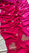 Pure munga silk ombré shaded saree with zardosi work