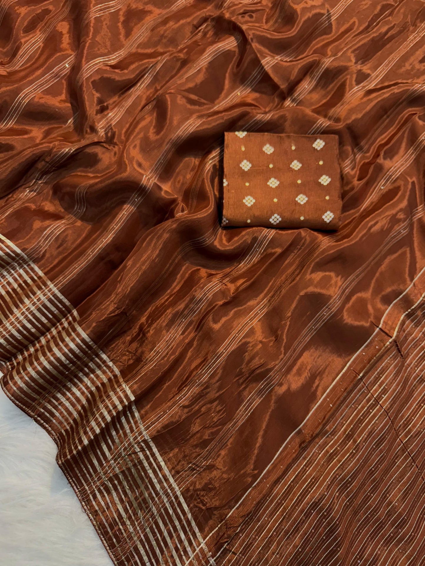 Soft viscous crepe silk saree with gotta border