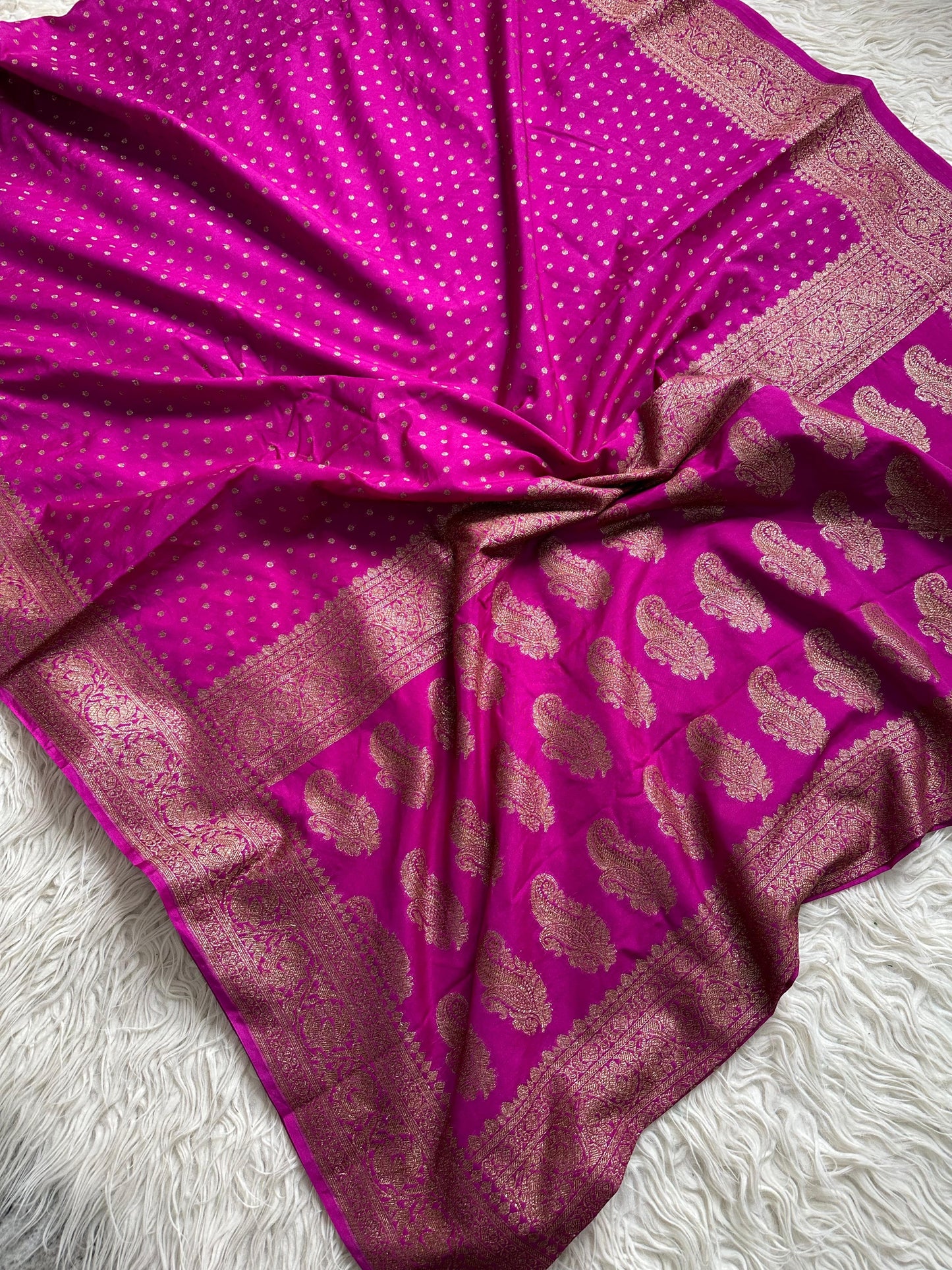Beautiful semi banarasi saree with antique weaves and small buttas