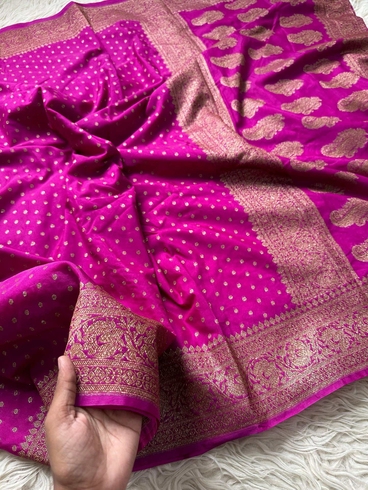 Beautiful semi banarasi saree with antique weaves and small buttas