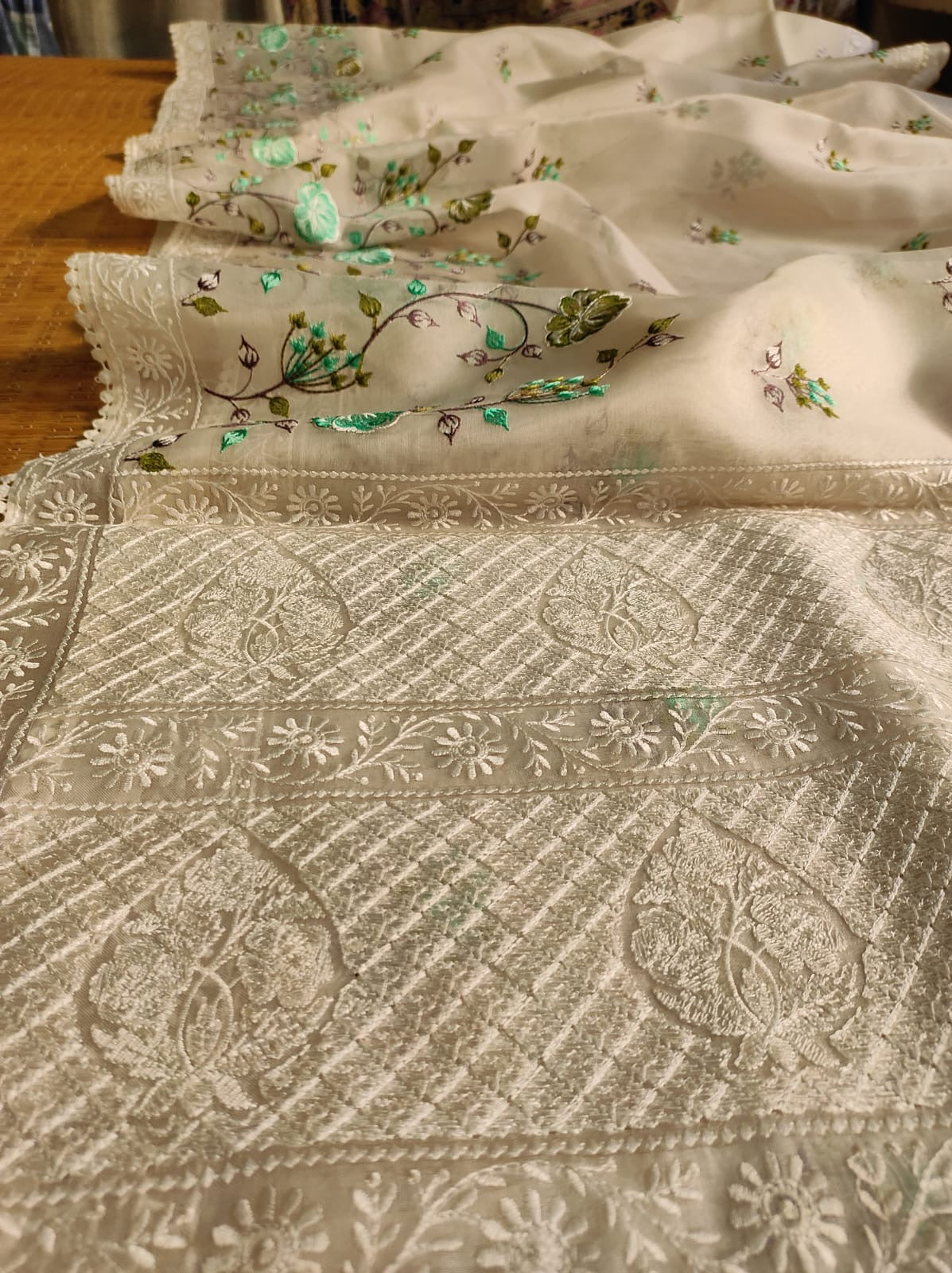 Pure organza silk saree with minakari embroidery
