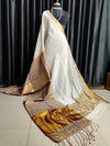 Pure linen with copper zari work