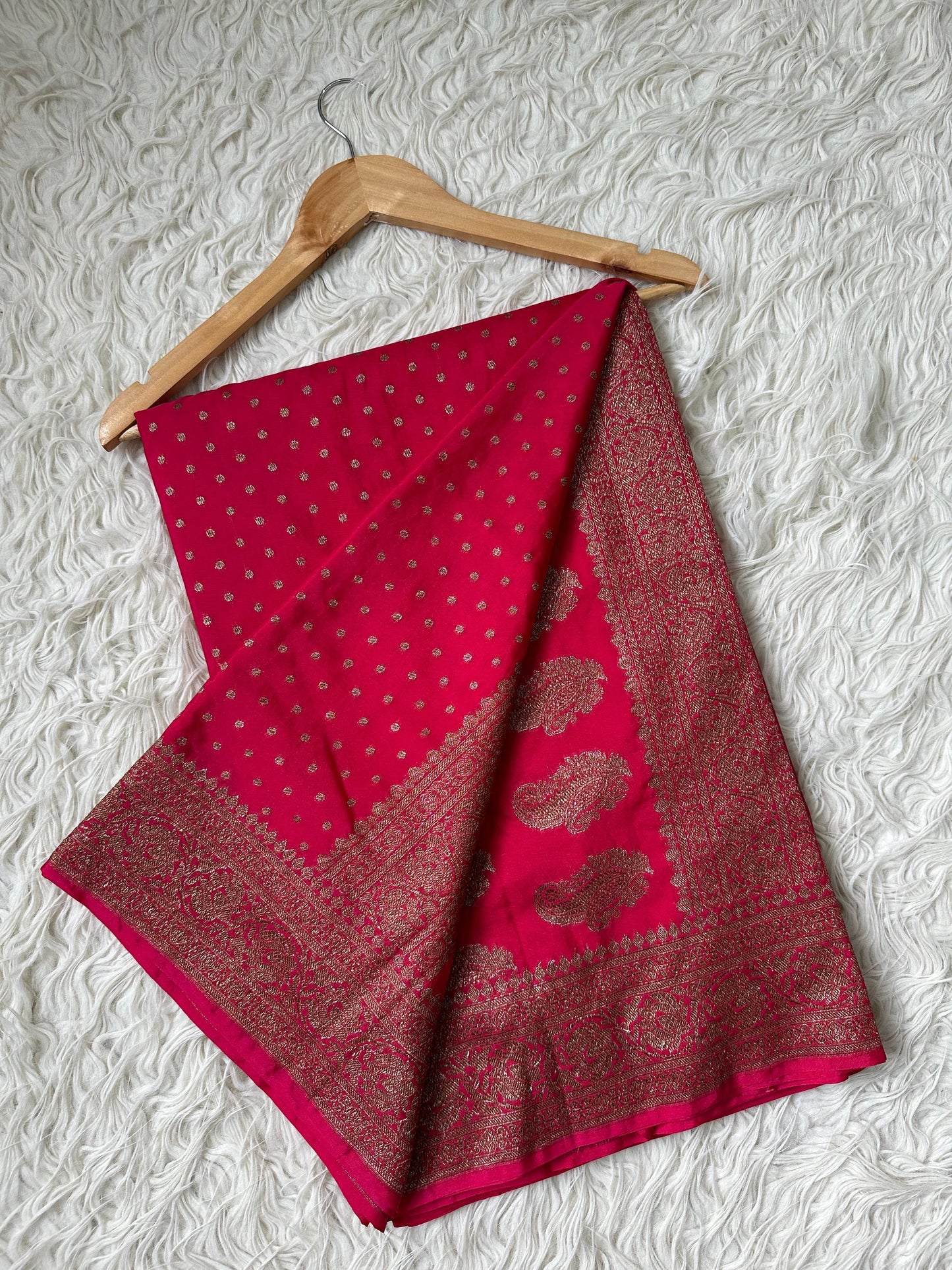 Beautiful semi banarasi saree with antique weaves and small buttas