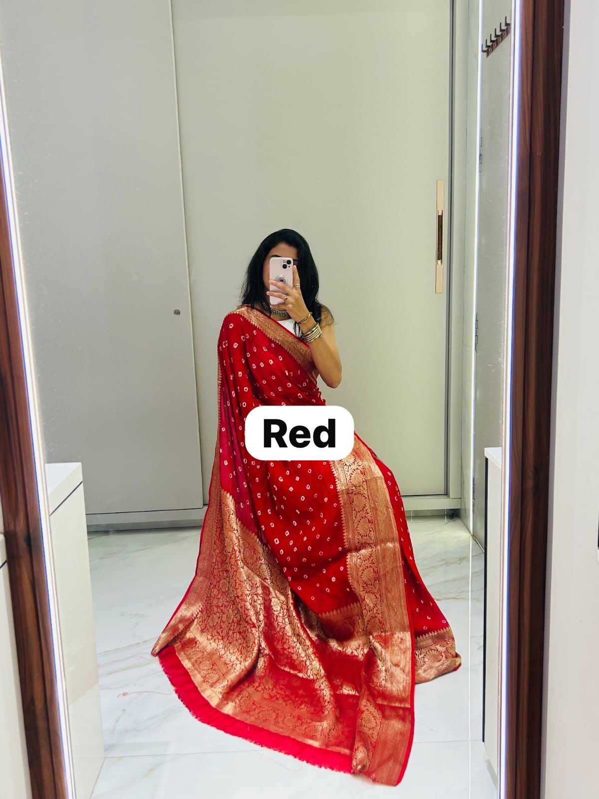 Semi dola silk with bandhini prints