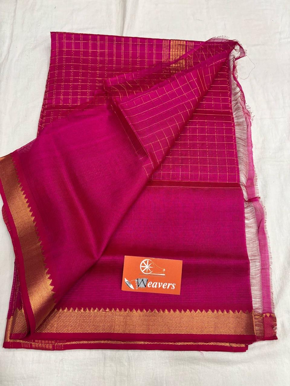 Beautiful Mangalagiri Silk cotton saree with zari checks