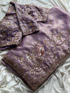 Beautiful soft tissue silk saree with handwork(Prebooking)