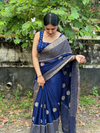 Pure chinon silk saree with daman work!