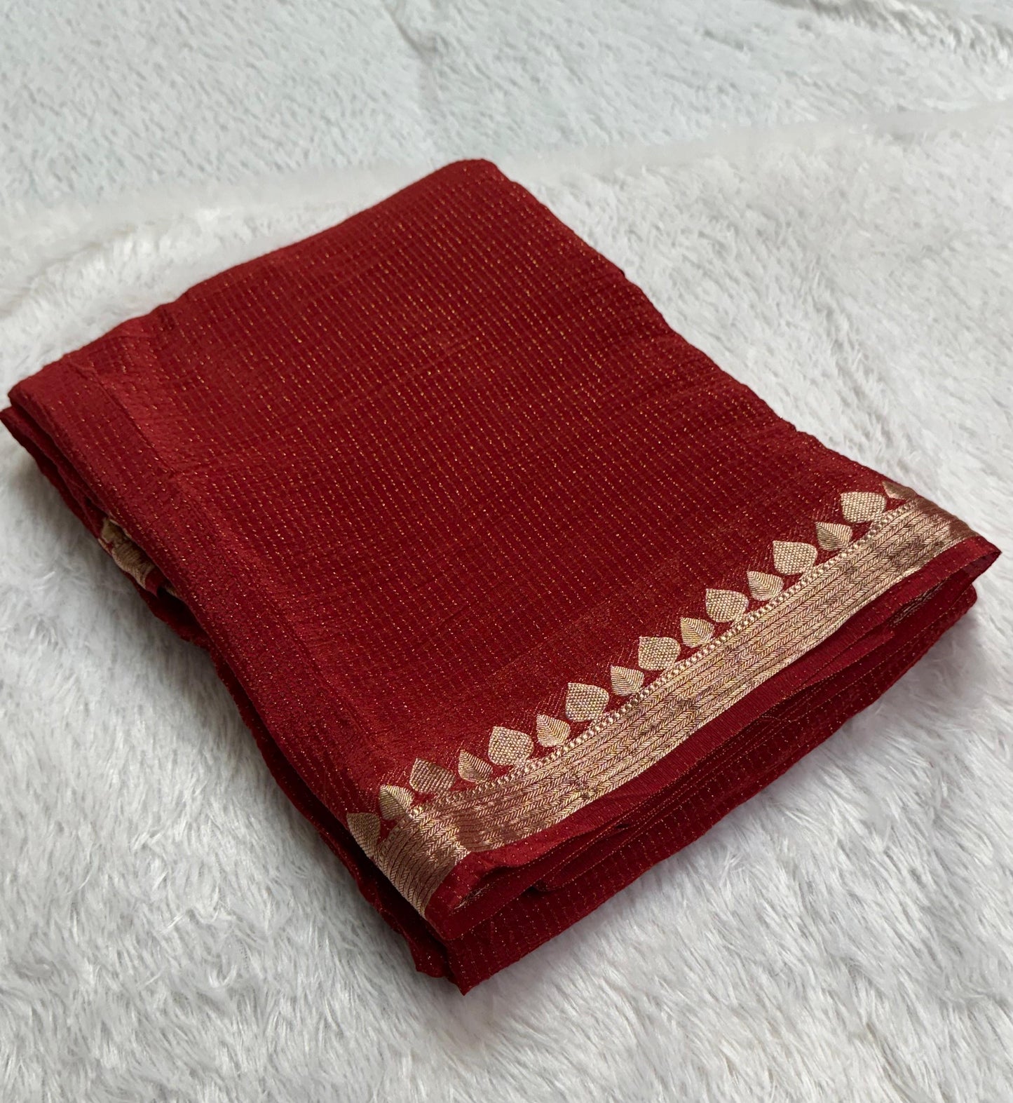 Premium viscous crushed chinon silk with lurex zari lines - 2