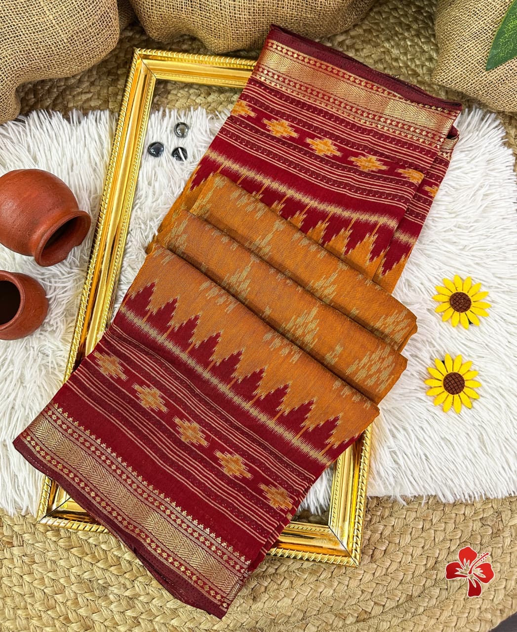Soft ikkat printed mix cotton sarees