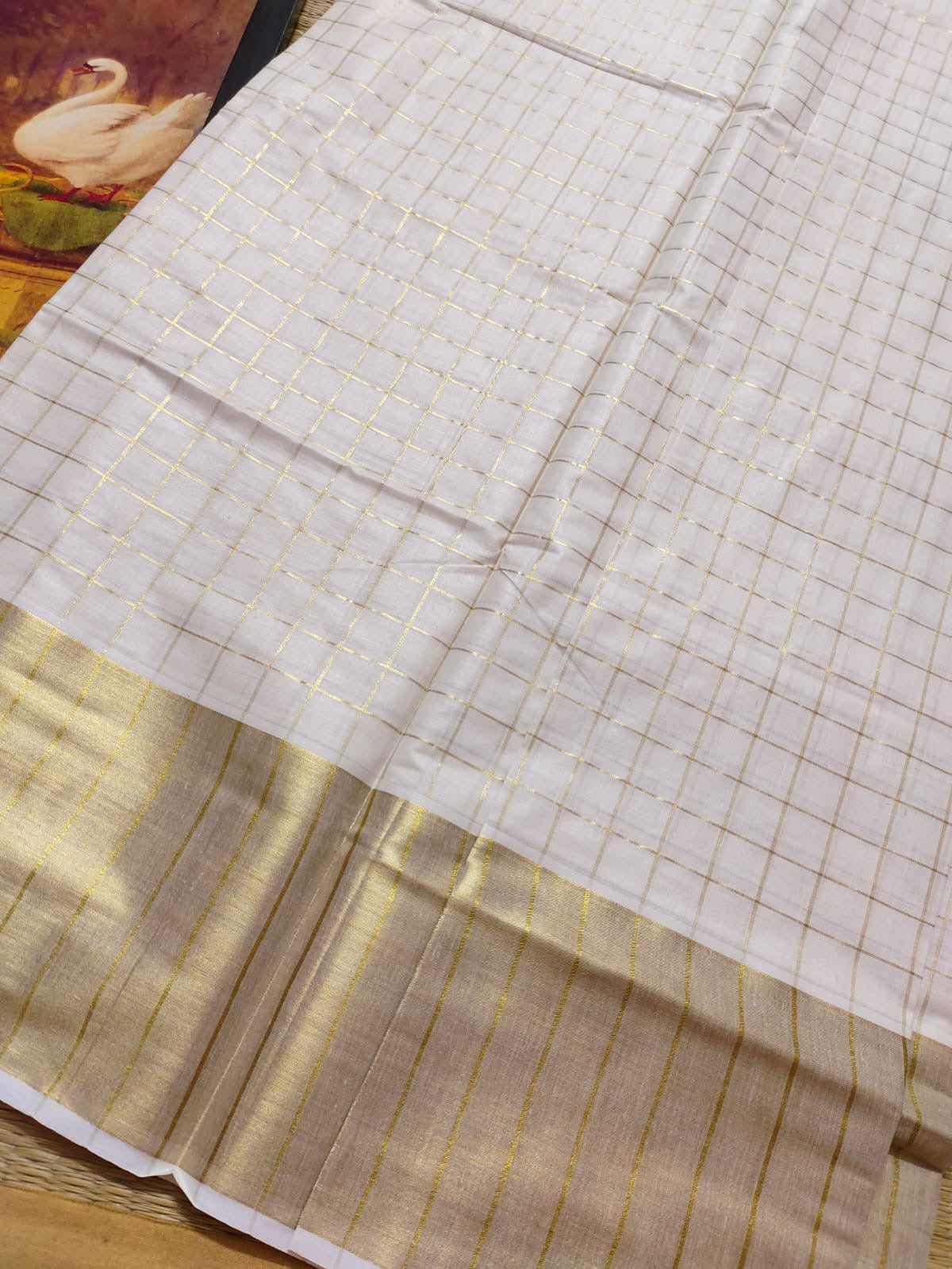 Kerala cotton saree with big border and checks