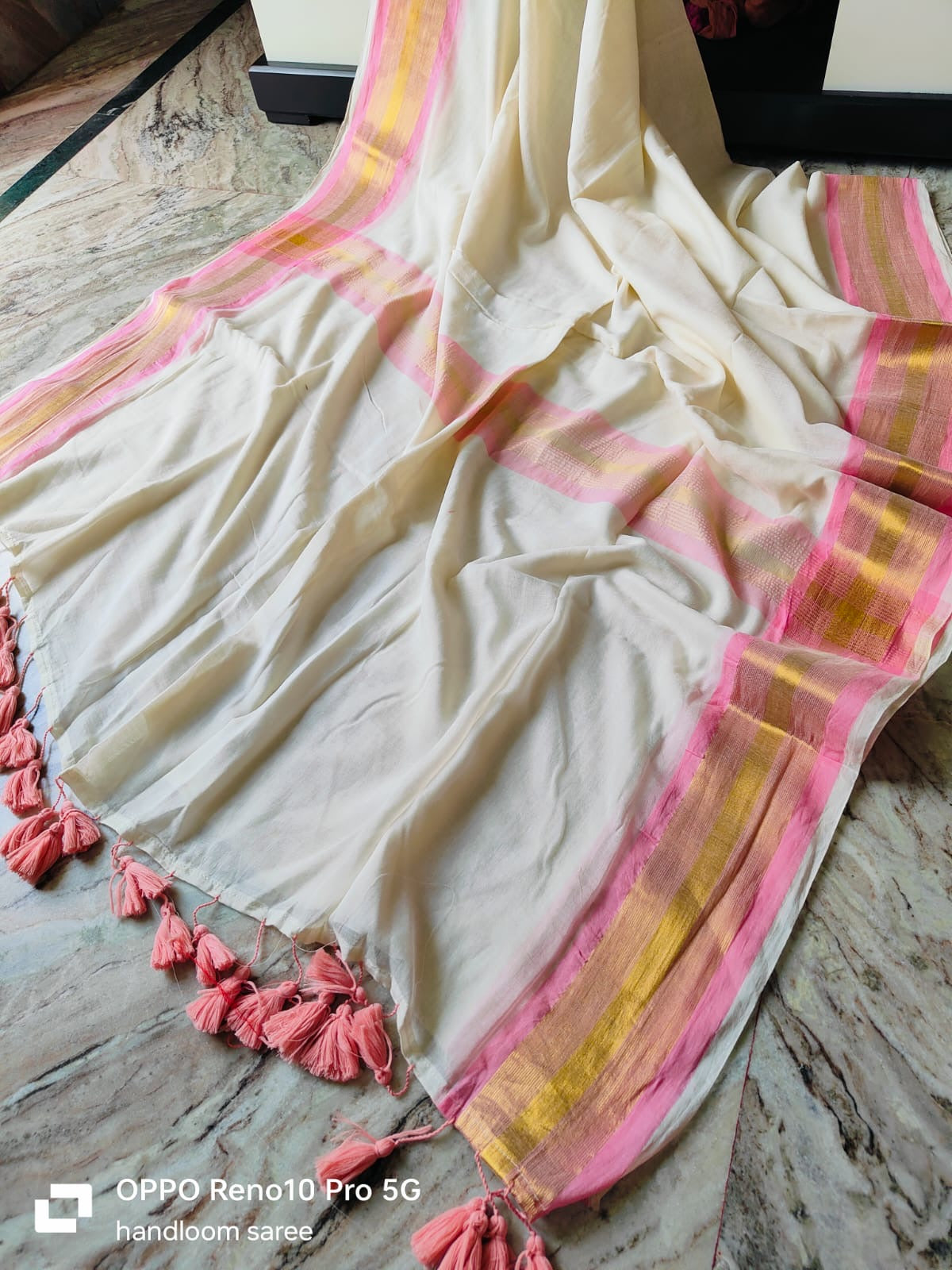Soft Mul cotton saree - Pink2
