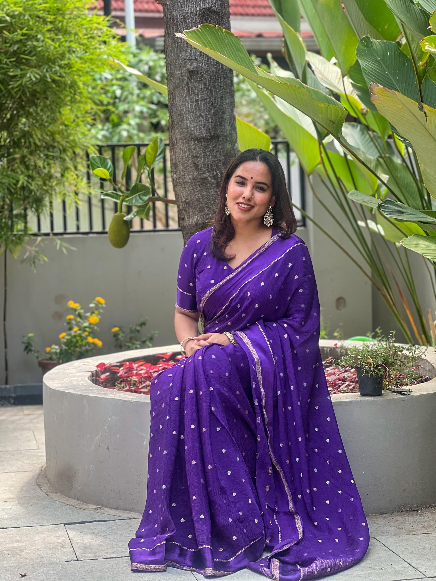 Soft viscous chinon silk saree