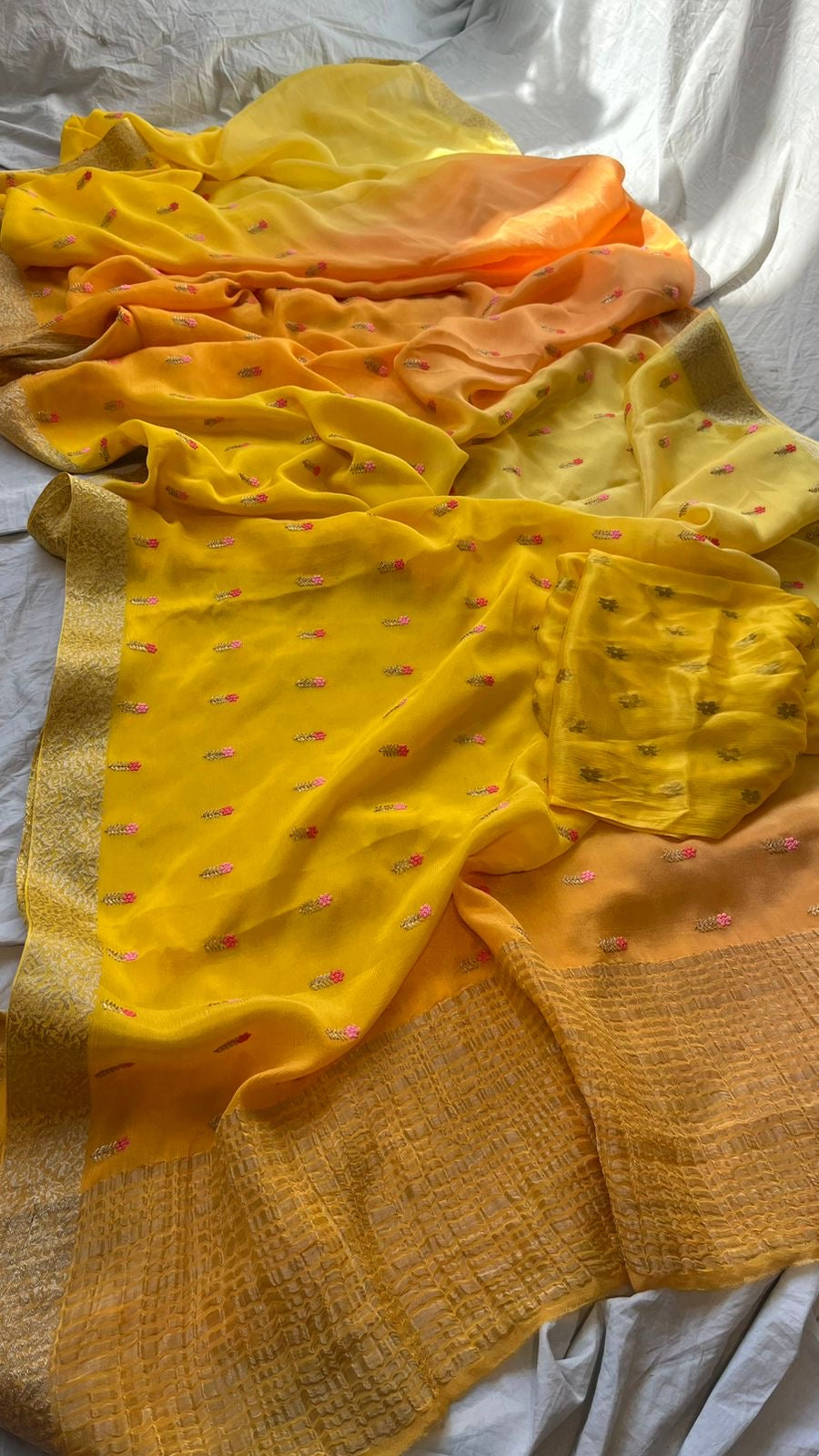 Soft ombré chinon crepe silk