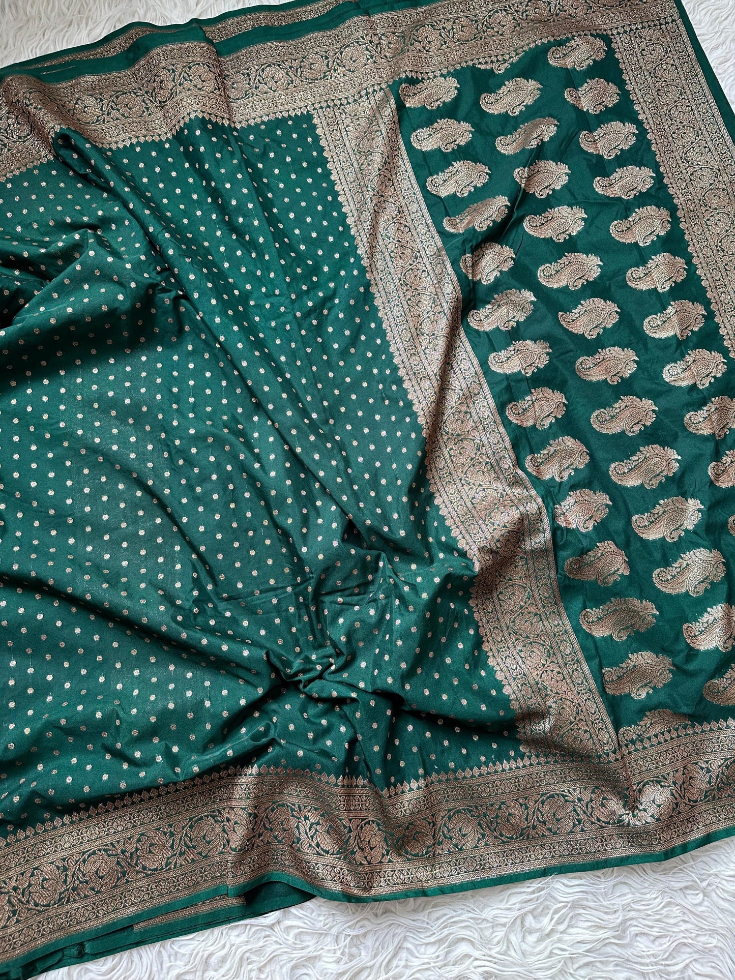 Beautiful semi banarasi saree with antique weaves and small buttas