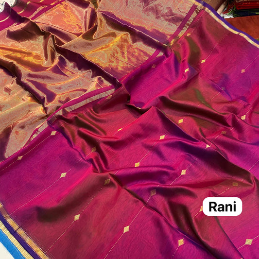Pure Maheshwari silk cotton with small border butti lines
