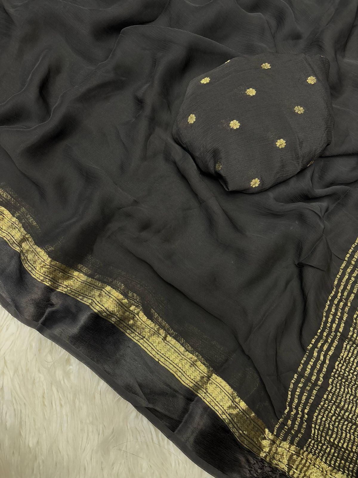 Soft chiffon saree with satin border