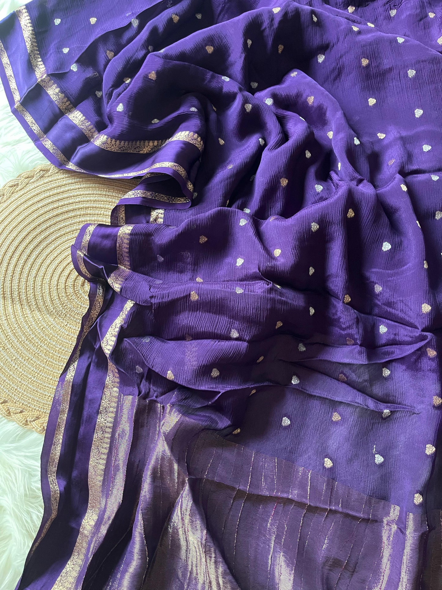 Soft viscous chinon silk saree