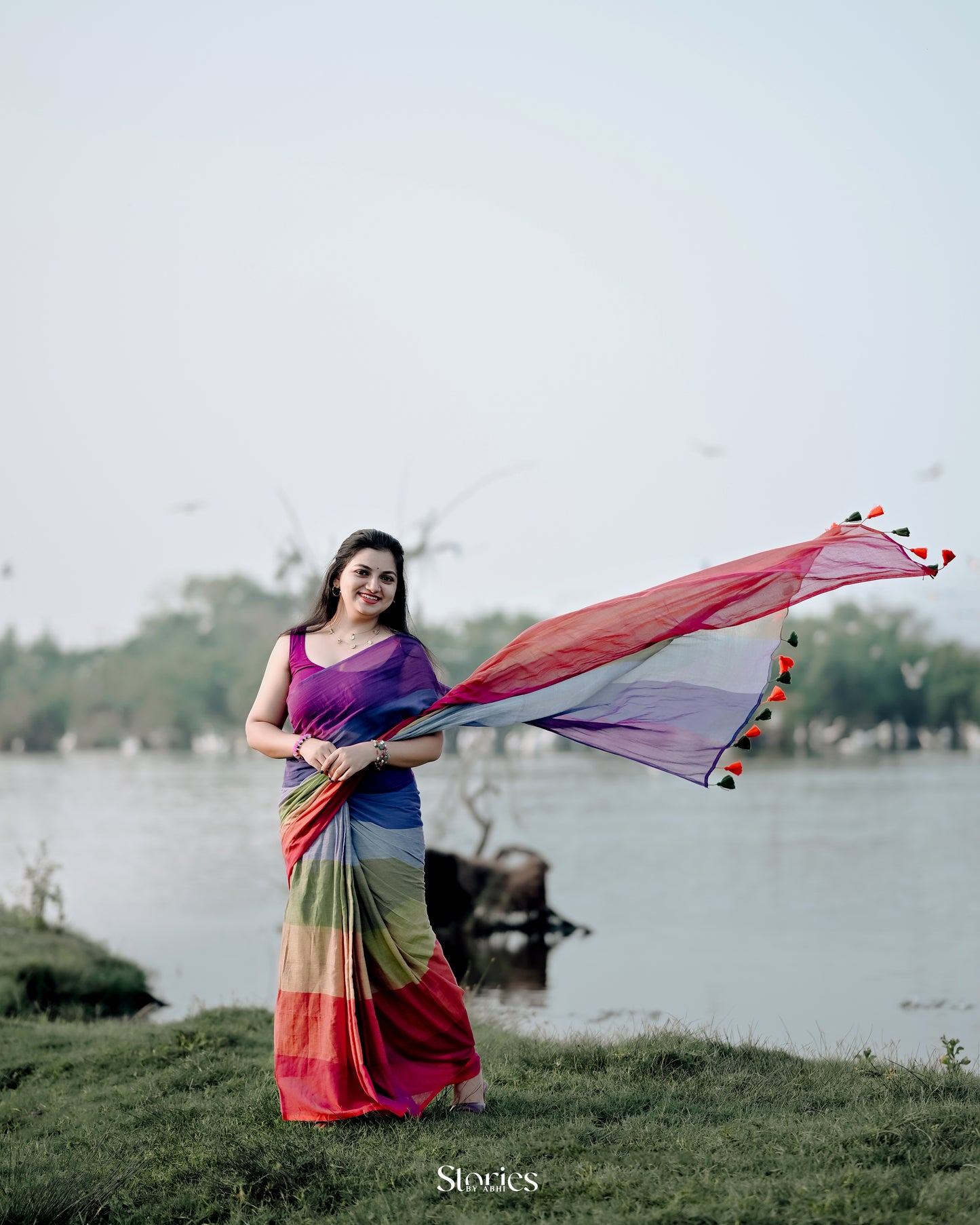 Soft Mul cotton saree - multi color