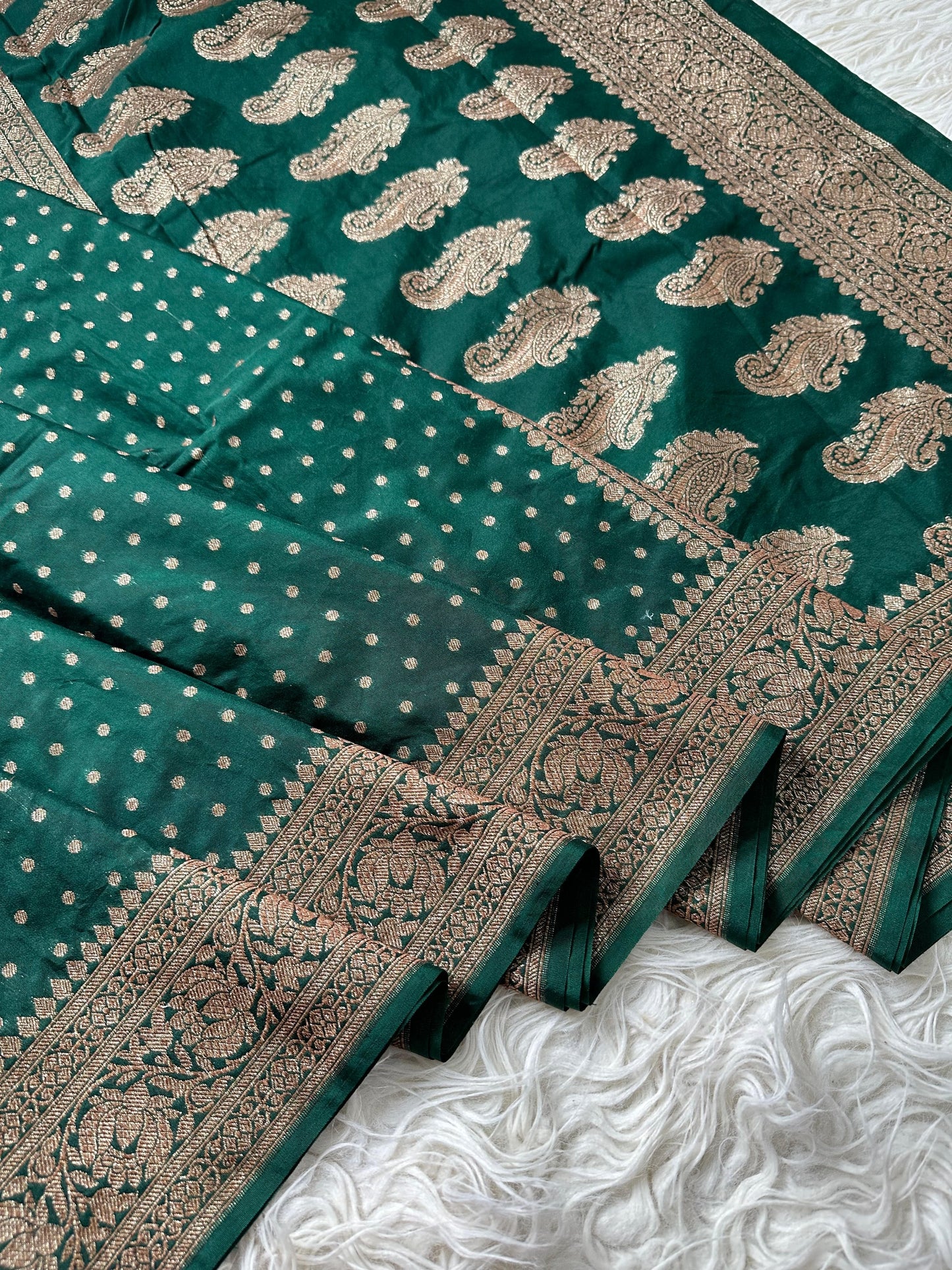 Beautiful semi banarasi saree with antique weaves and small buttas