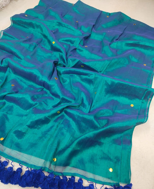 Pure mul tissue Raga saree with round sequins