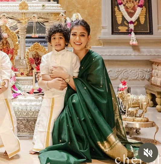 Nayanthara inspired Pure Kanchipuram silk saree with 2gm zari small buttas - Prebooking (30-45 days)