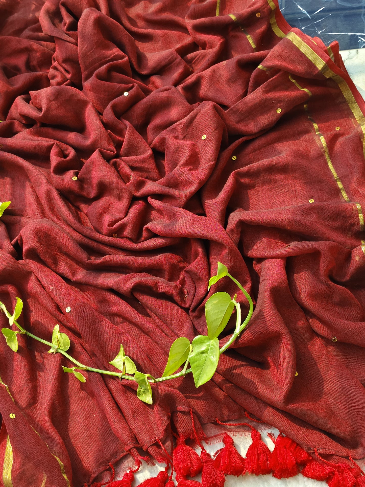 Soft Mul cotton with double zari border