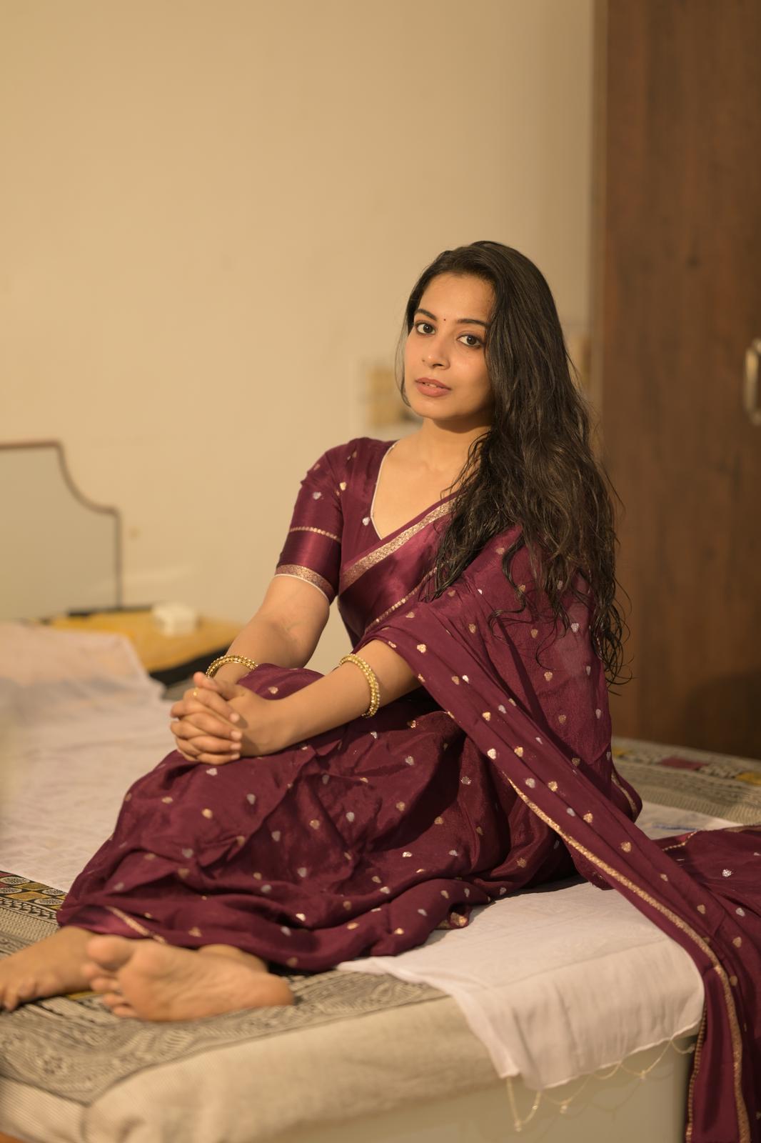 Soft viscous chinon silk saree
