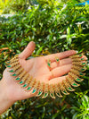 Antique Green Pulinakham Palakka Necklace Set β A timeless statement piece with an elegant antique finish and rich green detailing