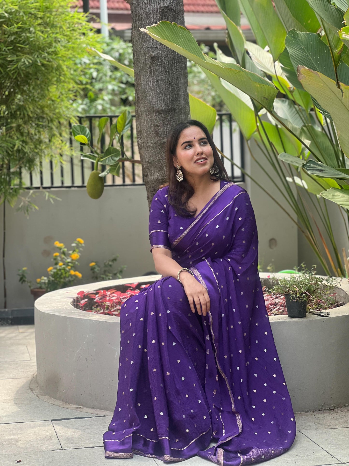 Soft viscous chinon silk saree