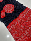Soft satin crepe silk saree with Beautiful bandhini print and Real mirror work (prebooking)