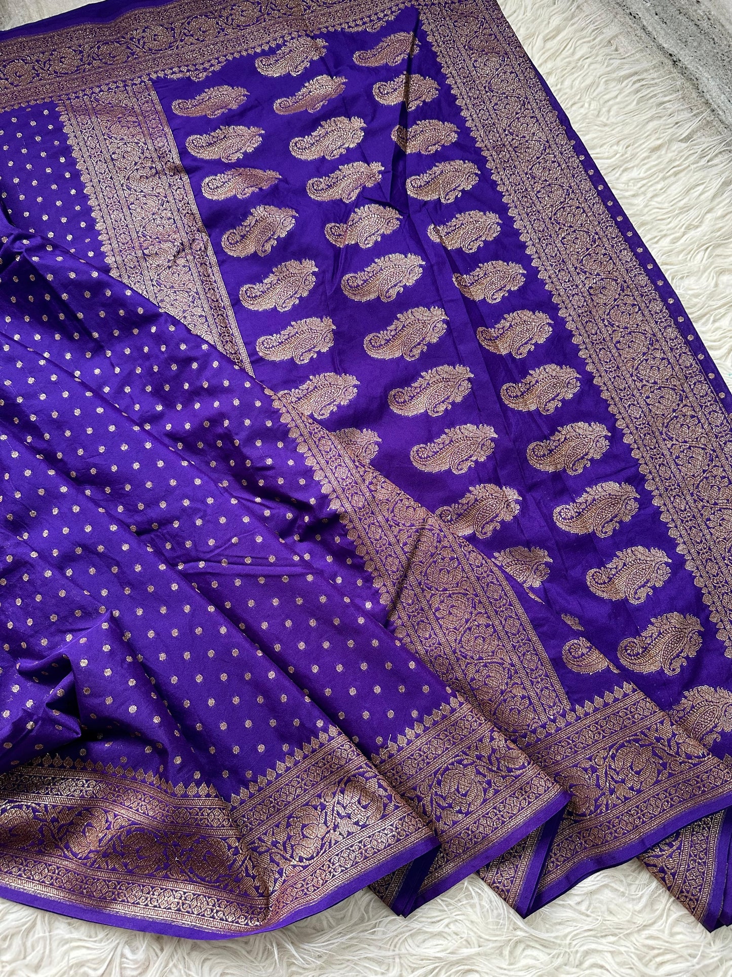 Beautiful semi banarasi saree with antique weaves and small buttas
