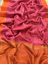 Beautiful semi matka saree with small zari weavings in body and contrast border