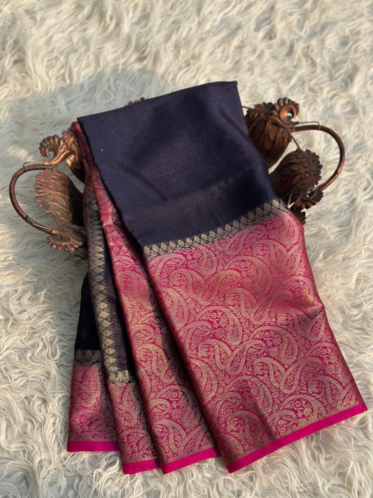 Semi Banarasi warm silk Contrast