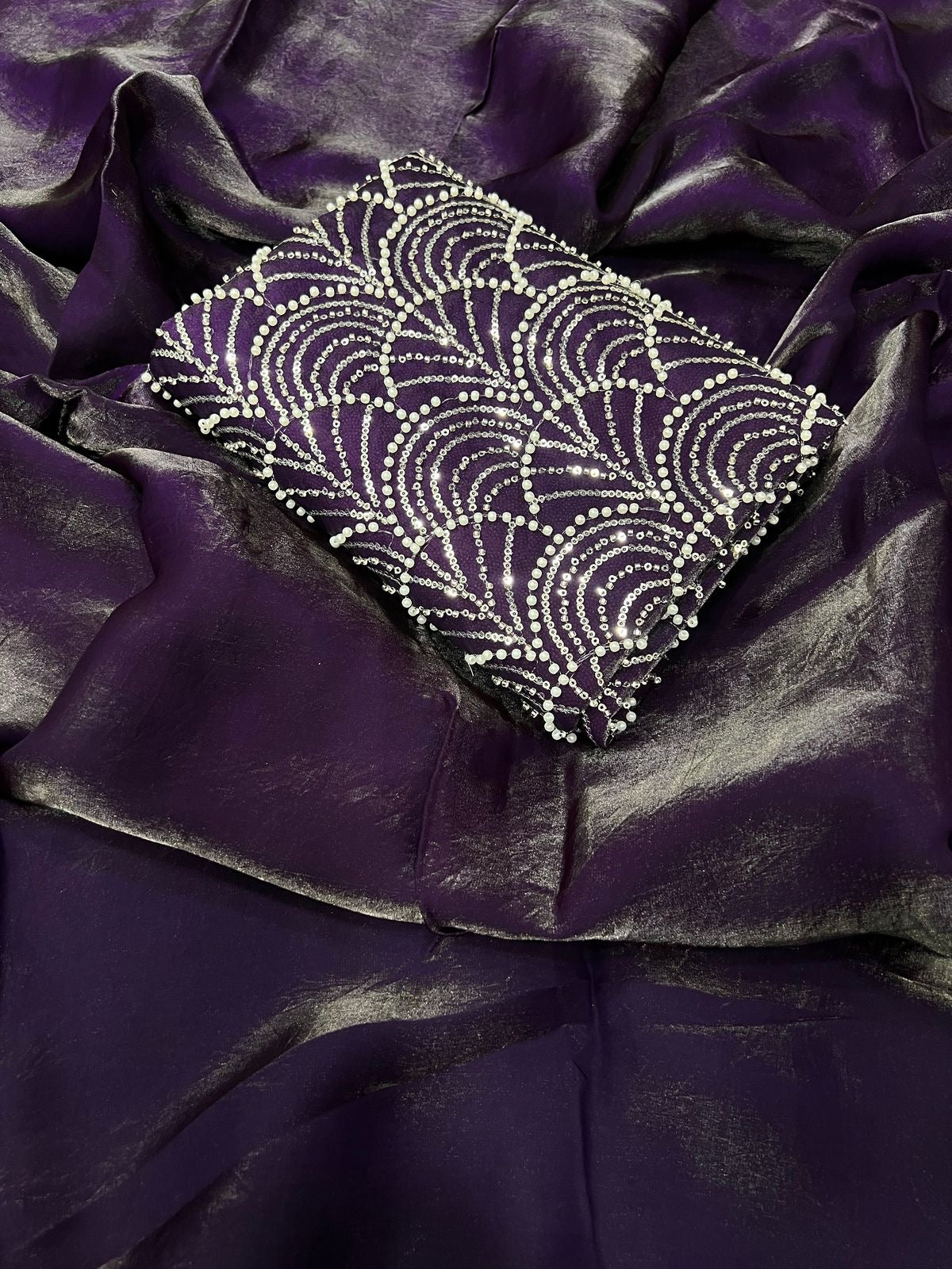 Space silk saree with handwork blouse