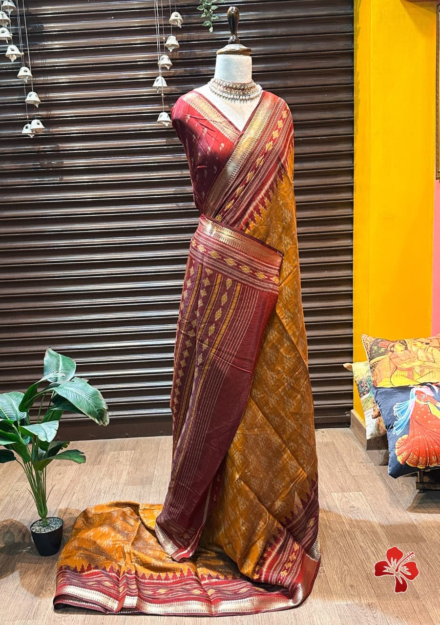 Soft ikkat printed mix cotton sarees