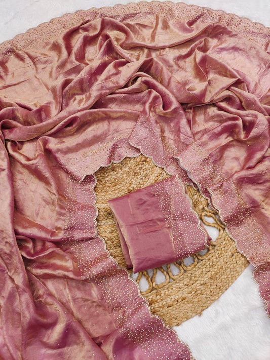 Premium space silk saree with cutdana work
