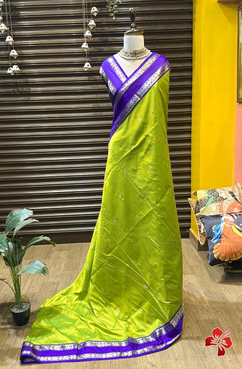 Beautiful semi kanjivaram soft silk saree - green purple