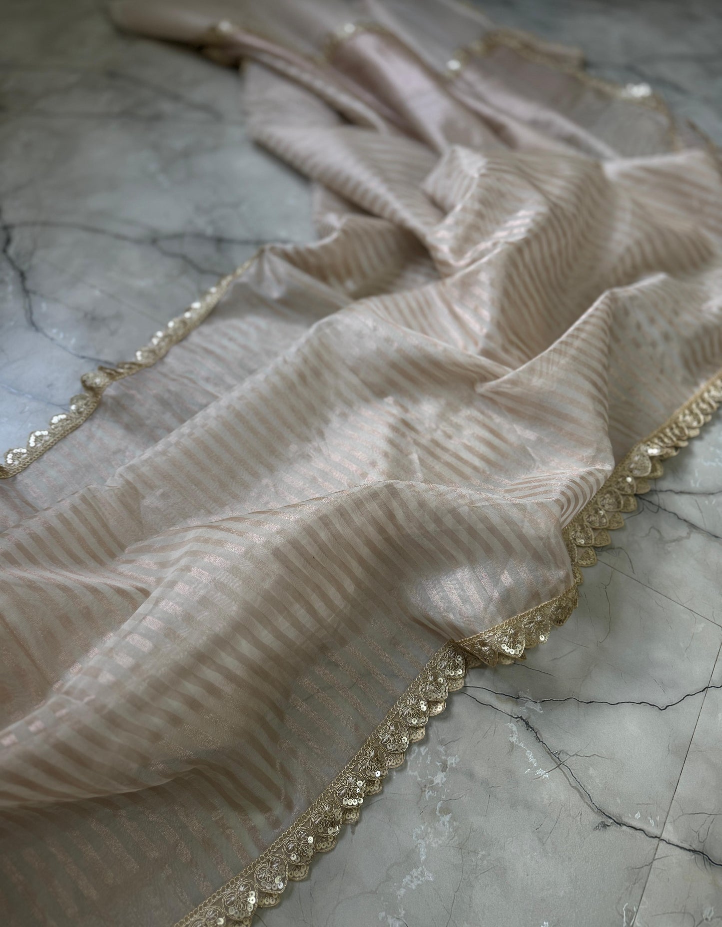 Semi Banarasi Tissue silk with stripes