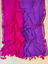 Pure mul cotton saree half pink purple