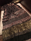 Pure Handblock ajrakh print mirror work modal silk saree (Prebooking 35 days)
