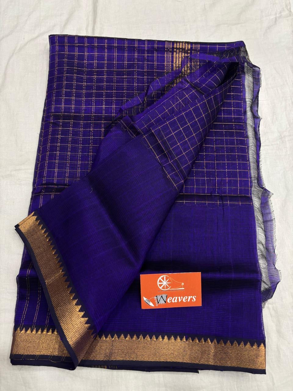 Beautiful Mangalagiri Silk cotton saree with zari checks