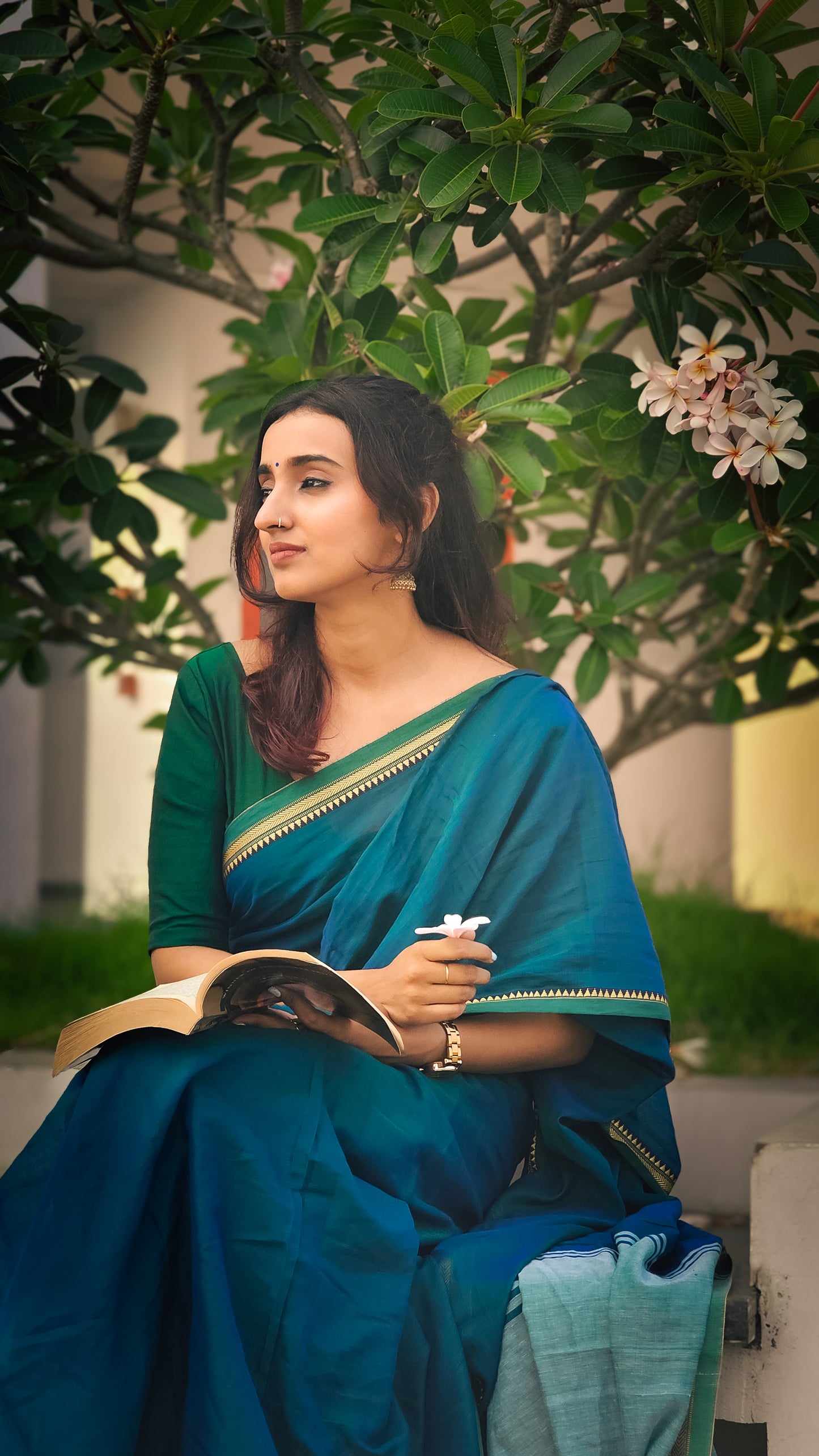 Beautiful Soft Narayanpet saree - Teal