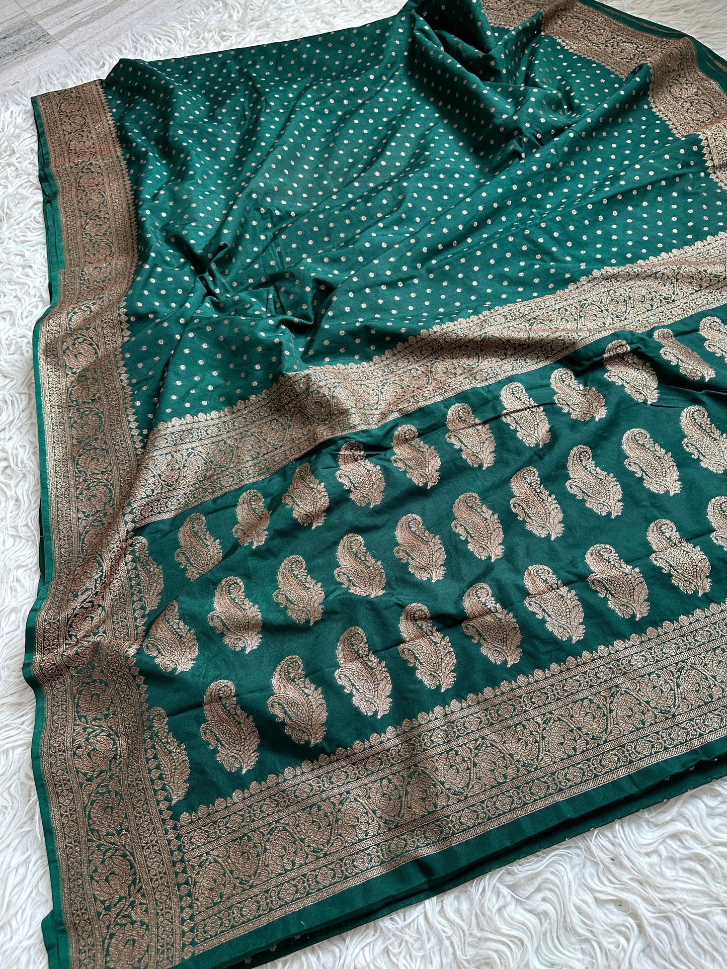 Beautiful semi banarasi saree with antique weaves and small buttas