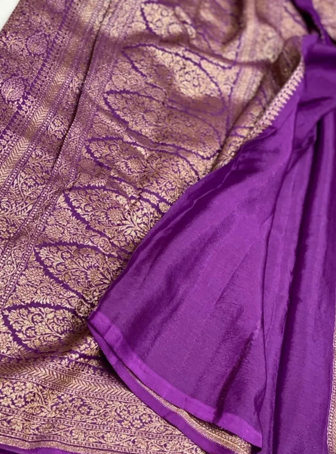 Pure khaddi handloom crepe chiffon antique brocade saree