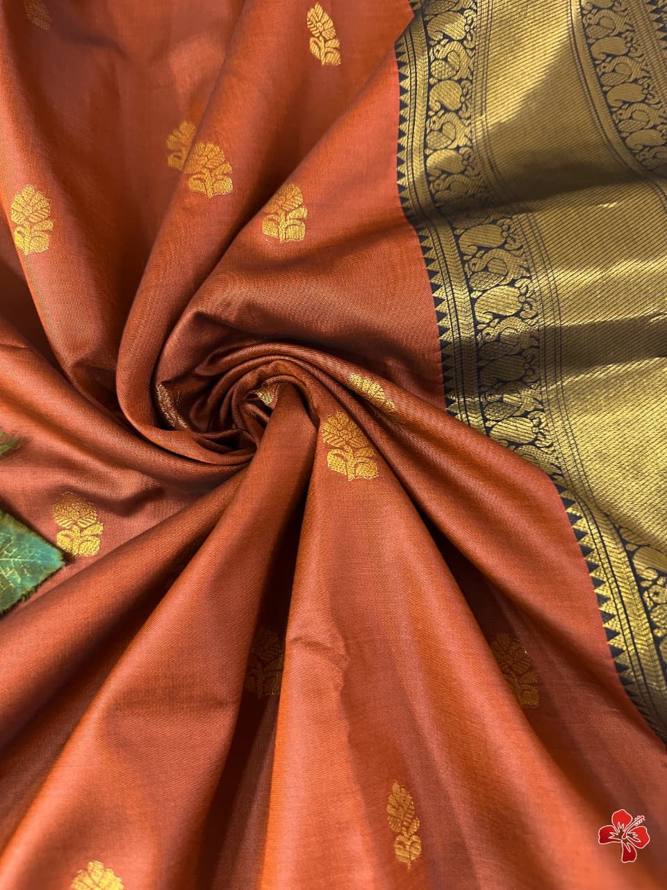 Beautiful rust orange semi silk saree