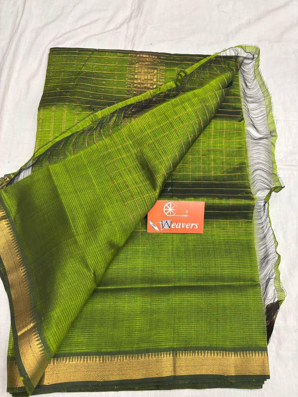 Beautiful Mangalagiri Silk cotton saree with zari checks
