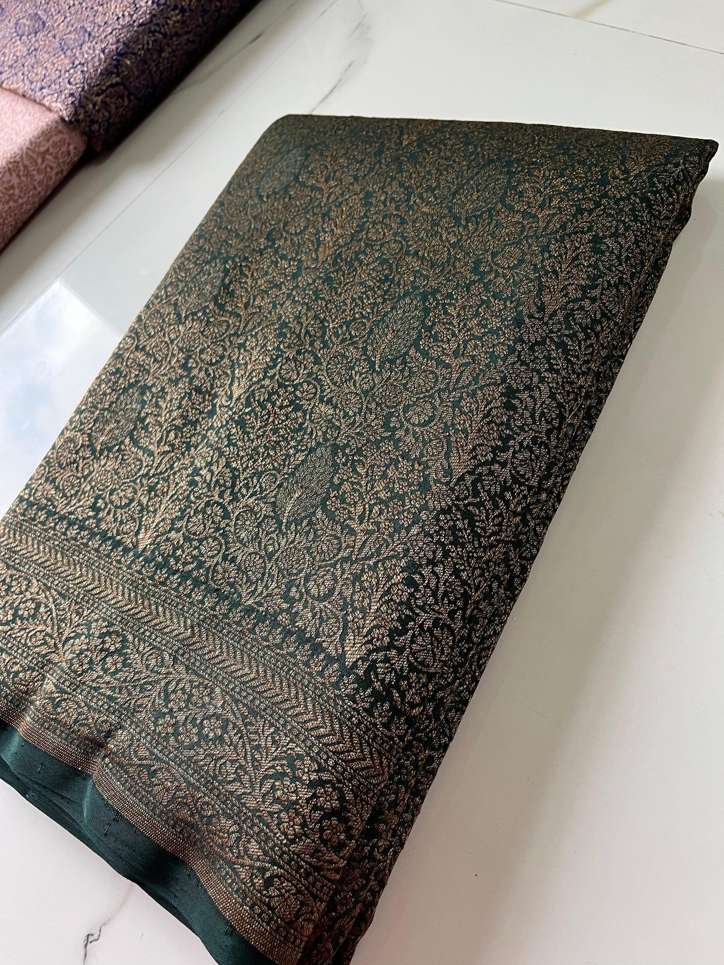 Pure khaddi handloom crepe chiffon antique brocade saree