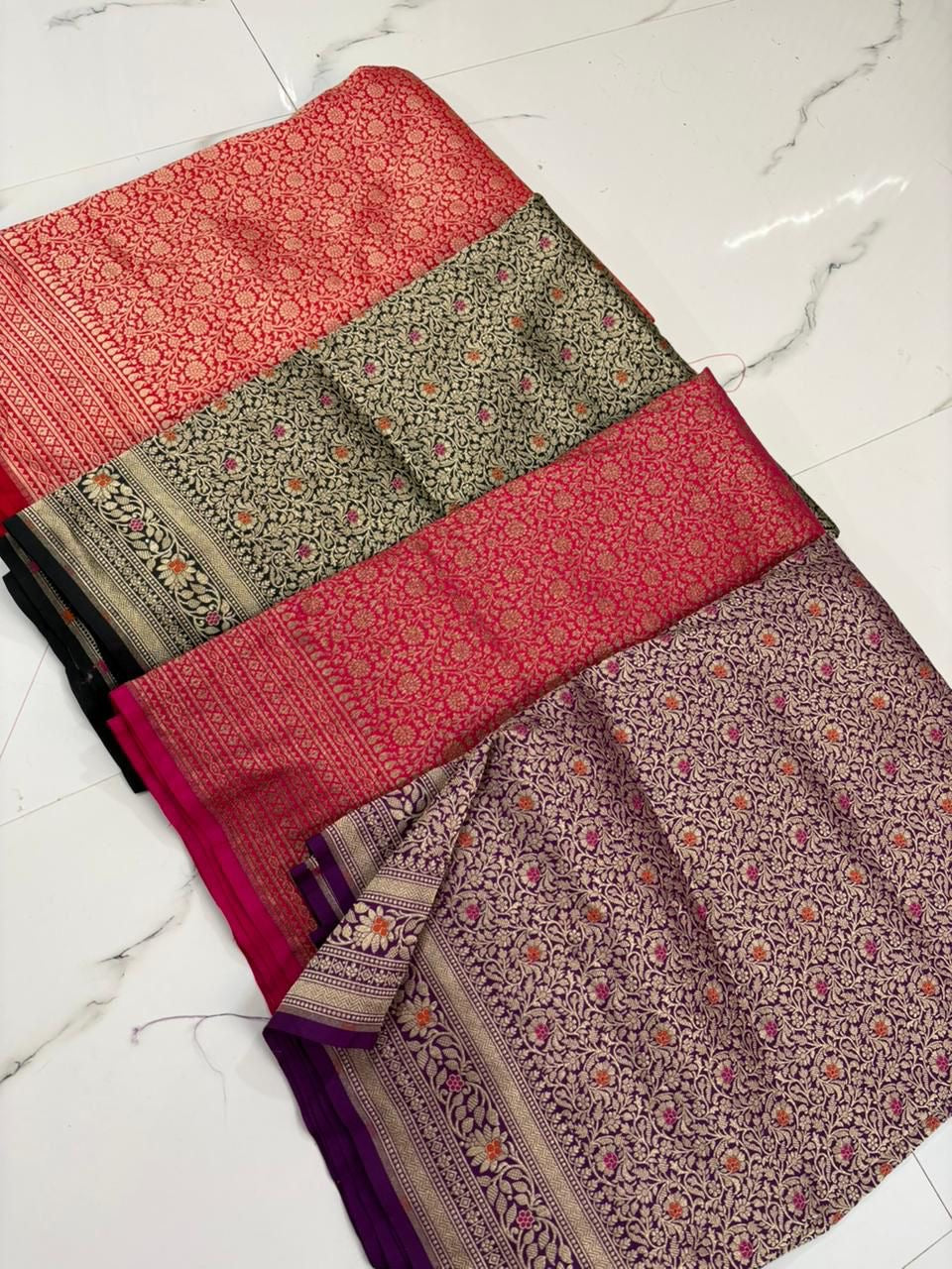 Beautiful heavy brocade katan silk sarees!