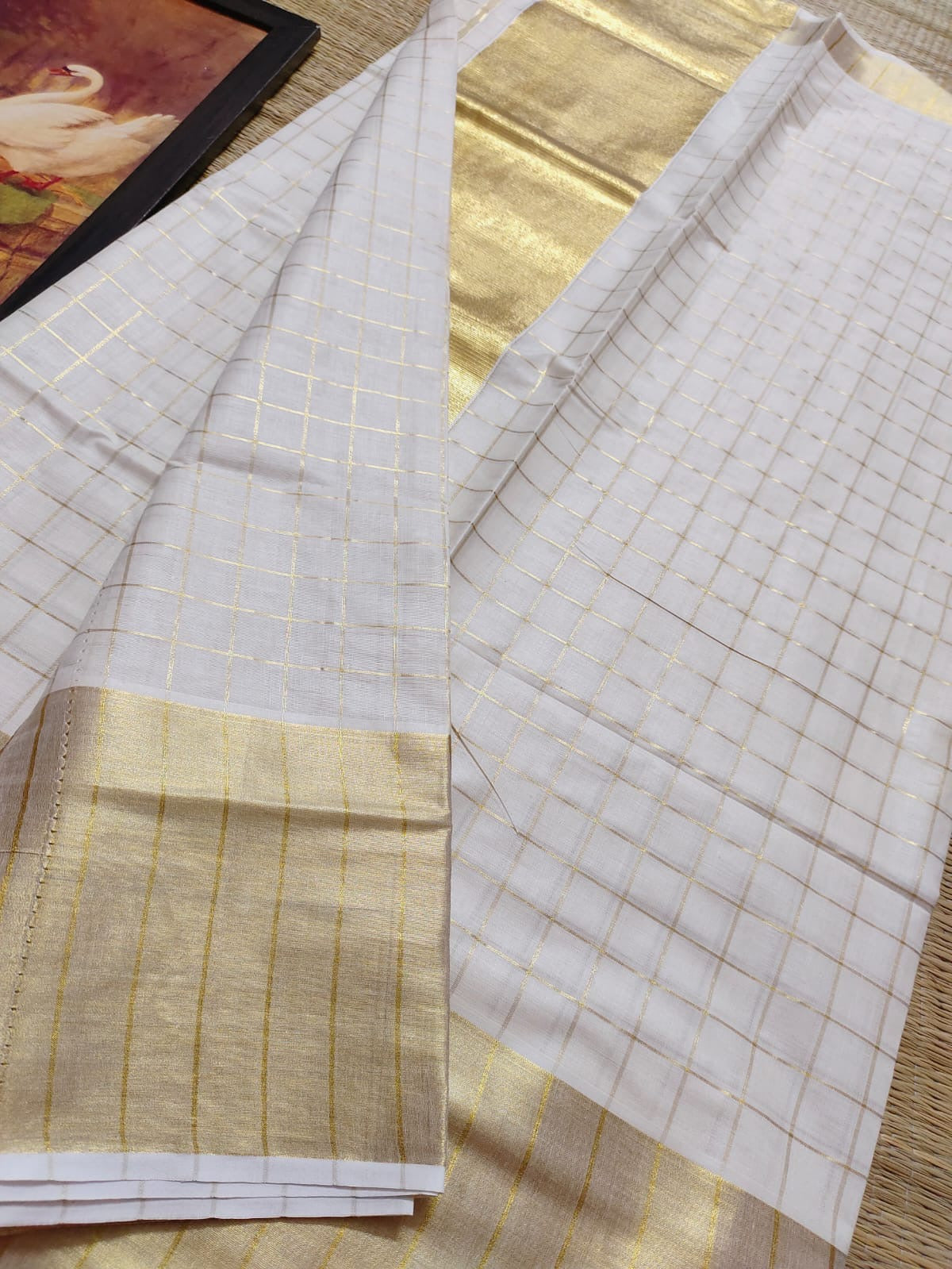 Kerala cotton saree with big border and checks