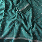 Viscous georgette with satin borders and round sequins buttas